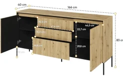 Dzieci Lenart Komody Do Biura|Komody Młodzieżowe*Szeroka komoda ryflowana Trend TR-01 dąb artisan