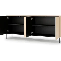 Lenart Komody Do Przedpokoju|Komody Do Jadalni*Szeroka komoda z oświetleniem LED Flow FW-04 dąb vincenza bielona/czarny