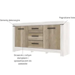 Mebelbos Komody Do Jadalni|Komody Do Sypialni*Szeroka komoda z trzema szufladami 2D3S Belen