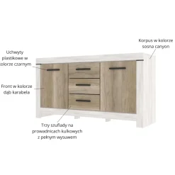 Mebelbos Komody Do Jadalni|Komody Do Sypialni*Szeroka komoda z trzema szufladami 2D3S Belen