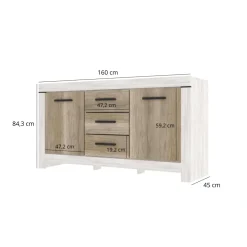 Mebelbos Komody Do Jadalni|Komody Do Sypialni*Szeroka komoda z trzema szufladami 2D3S Belen