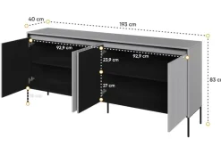 Dzieci Lenart Komody Do Biura|Komody Do Przedpokoju*Szeroka ryflowana komoda Trend TR-04 szara