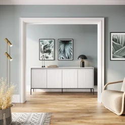 Dzieci Lenart Komody Do Biura|Komody Do Przedpokoju*Szeroka ryflowana komoda Trend TR-04 szara