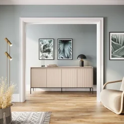 Dzieci Lenart Komody Do Biura|Komody Do Przedpokoju*Szeroka ryflowana komoda Trend TR-04 szara