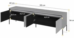 Lenart Szafki Rtv Do Salonu|Szafki Rtv*Szeroka ryflowana szafka RTV Trend TR-06 szara