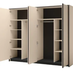 Lenart Szafy Do Przedpokoju|Szafy Do Pokoju Młodzieżowego*Szeroka szafa z lustrem do sypialni ENNA EN-06 beż piaskowy