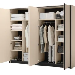 Lenart Szafy Do Przedpokoju|Szafy Do Pokoju Młodzieżowego*Szeroka szafa z lustrem do sypialni ENNA EN-06 beż piaskowy