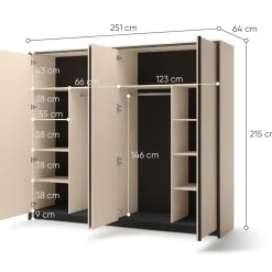 Lenart Szafy Do Przedpokoju|Szafy Do Pokoju Młodzieżowego*Szeroka szafa z lustrem do sypialni ENNA EN-06 beż piaskowy