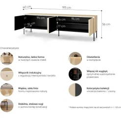 Lenart Szafki Rtv Do Salonu|Szafki Rtv*Szeroka szafka RTV z oświetleniem LED Flow FW-05 dąb vincenza bielona/czarny