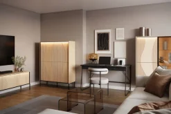 Lenart Szafki Rtv Do Salonu|Szafki Rtv*Szeroka szafka RTV z oświetleniem LED Flow FW-05 dąb vincenza bielona/czarny