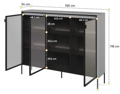 Lenart Szafki I Regały Do Biura|Witryny Do Jadalni*Szeroka witryna loftowa Trend TR-08 szara