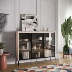 Lenart Szafki I Regały Do Biura|Witryny Do Jadalni*Szeroka witryna loftowa Trend TR-08 szara