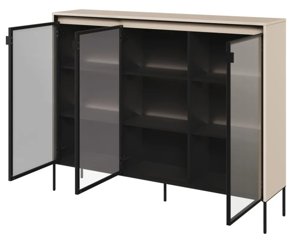 Lenart Szafki I Regały Do Biura|Witryny Do Jadalni*Szeroka witryna szklana Trend TR-08 beż piaskowy