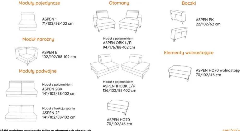 Libro Narożniki Do Salonu|Narożniki*Tabou by narożnik Aspen PKL-2BK-E-2F-OBKR na nóżkach