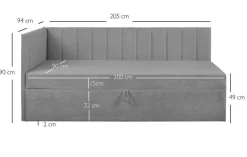 Dzieci Mebelbos Łóżka Młodzieżowe|Łóżka Do Pokoju Dziecięcego*Tapczan młodzieżowy 90x200 z pojemnkiem Cropp szary