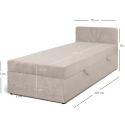 Dzieci Mebelbos Łóżka Młodzieżowe|Łóżka Do Pokoju Dziecięcego*Tapczan z pojemnikiem 90x200 Sun beżowy młodzieżowy