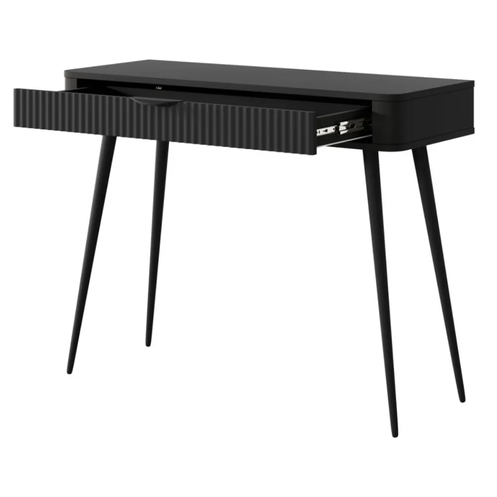 Laski Meble Toaletki Do Sypialni|Toaletki I Konsole*Toaletka do sypialni z szufladą, ryflowany front, czarna