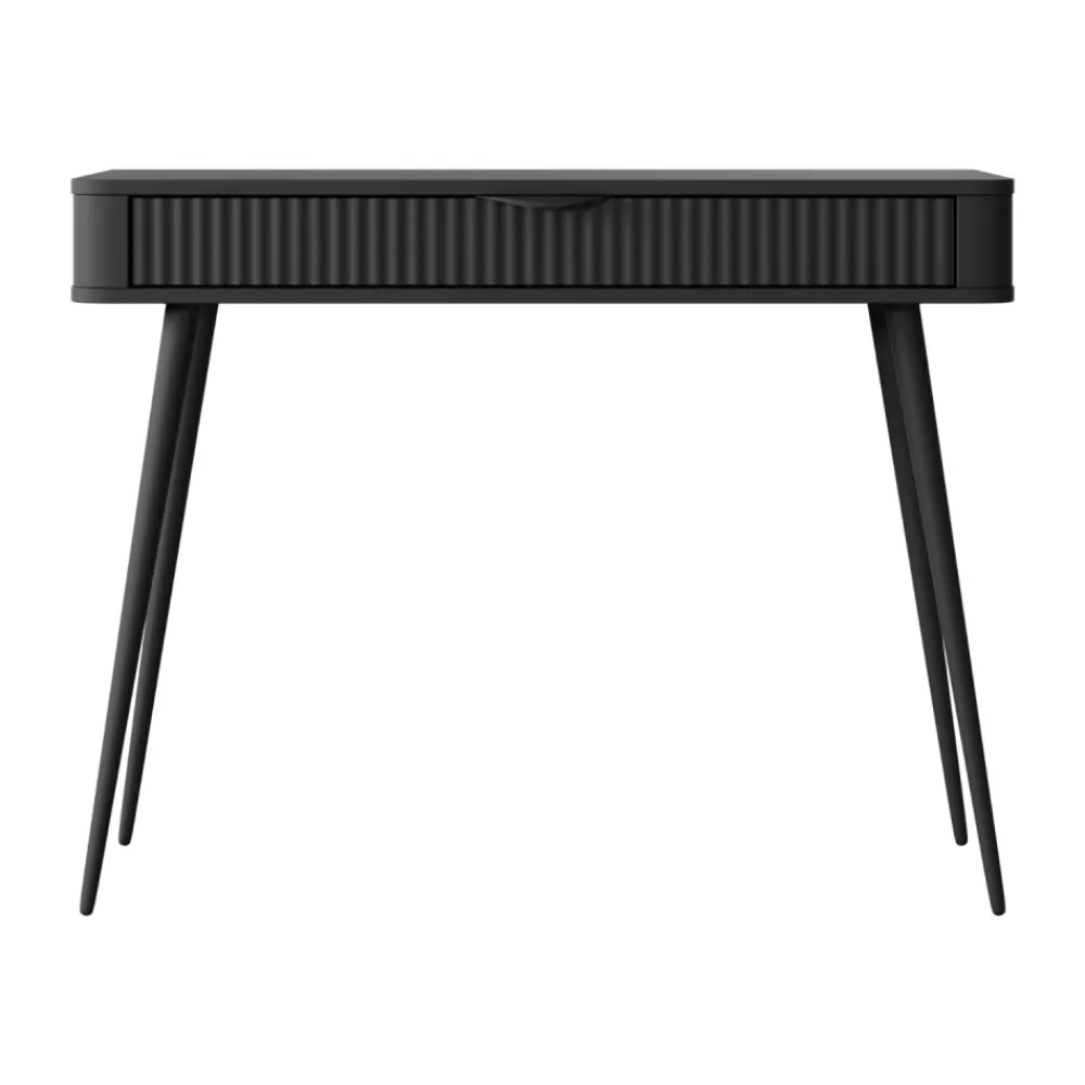 Laski Meble Toaletki Do Sypialni|Toaletki I Konsole*Toaletka do sypialni z szufladą, ryflowany front, czarna