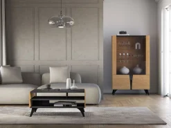 ML Meble Ławy I Stoliki Do Pokoju Młodzieżowego|Ławy I Stoliki Do Salonu*Toscania 07 Dąb Baltic Dune/Jesion Prestige Czarny - Stolik