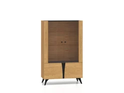 ML Meble Witryny*Toscania 03 Dąb Baltic Dune/Jesion Prestige Czarny - witryna 2W2D