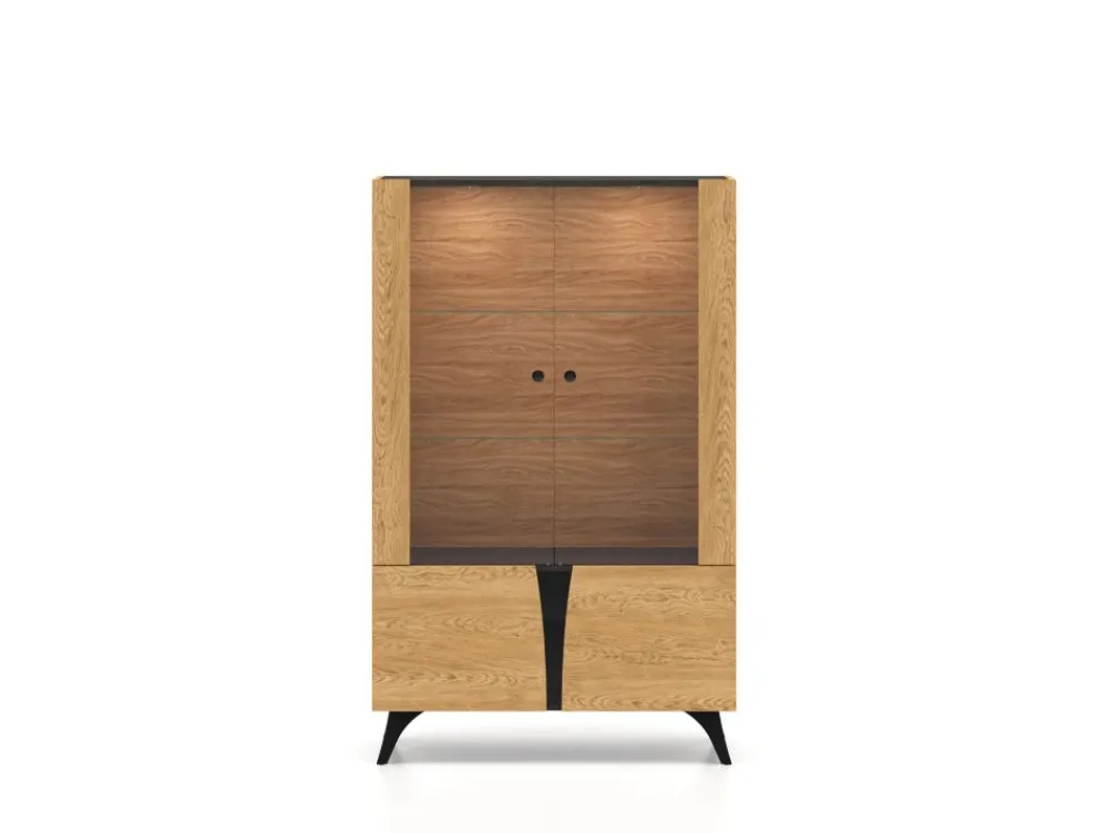 ML Meble Witryny*Toscania 03 Dąb Baltic Dune/Jesion Prestige Czarny - witryna 2W2D