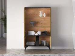 ML Meble Witryny*Toscania 03 Dąb Baltic Dune/Jesion Prestige Czarny - witryna 2W2D