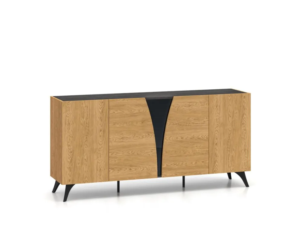 ML Meble Komody*Toscania 04 Dąb Baltic Dune/Jesion Prestige Czarny - komoda 5D