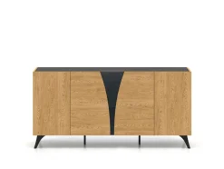 ML Meble Komody*Toscania 04 Dąb Baltic Dune/Jesion Prestige Czarny - komoda 5D