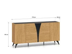 ML Meble Komody*Toscania 04 Dąb Baltic Dune/Jesion Prestige Czarny - komoda 5D