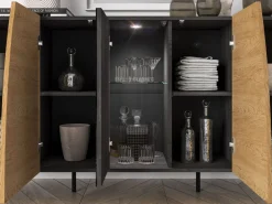 ML Meble Komody*Toscania 04 Dąb Baltic Dune/Jesion Prestige Czarny - komoda 5D