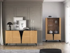 ML Meble Komody*Toscania 04 Dąb Baltic Dune/Jesion Prestige Czarny - komoda 5D