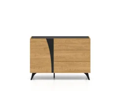 ML Meble Komody*Toscania 05 Dąb Baltic Dune/Jesion Prestige Czarny - Komoda 1D 3S