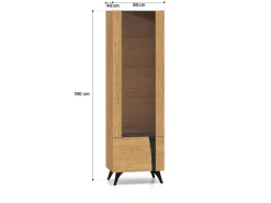 ML Meble Witryny*Toscania 02 lewa Dąb Baltic Dune/Jesion Prestige Czarny - witryna 1W1D