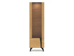 ML Meble Witryny*Toscania 02 lewa Dąb Baltic Dune/Jesion Prestige Czarny - witryna 1W1D