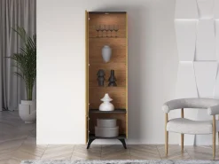 ML Meble Witryny*Toscania 02 lewa Dąb Baltic Dune/Jesion Prestige Czarny - witryna 1W1D