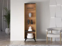 ML Meble Witryny*Toscania 02 prawa Dąb Baltic Dune/Jesion Prestige Czarny - witryna 1W1D