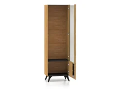 ML Meble Witryny*Toscania 02 prawa Dąb Baltic Dune/Jesion Prestige Czarny - witryna 1W1D