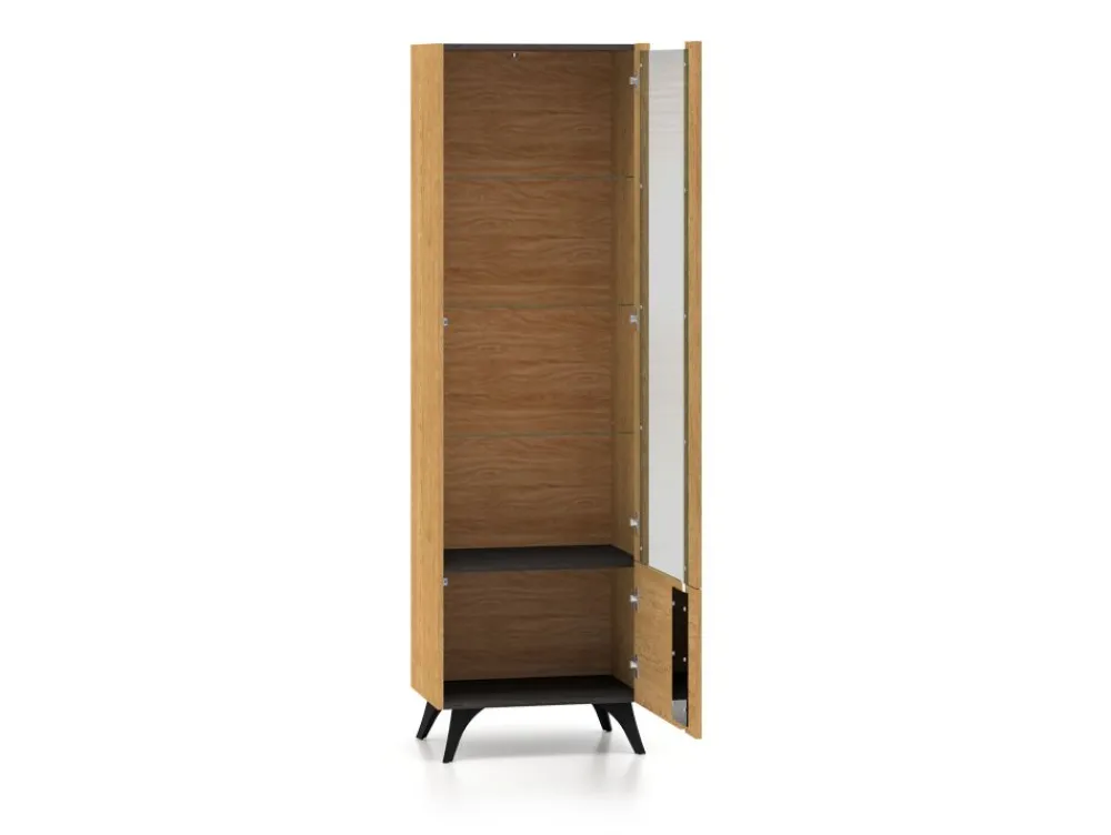 ML Meble Witryny*Toscania 02 prawa Dąb Baltic Dune/Jesion Prestige Czarny - witryna 1W1D