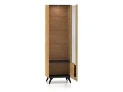 ML Meble Witryny*Toscania 02 prawa Dąb Baltic Dune/Jesion Prestige Czarny - witryna 1W1D