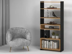 ML Meble Szafki I Regały Do Biura|Szafki I Regały Do Pokoju Młodzieżowego*TRIS 04 dąb artisan/czarny - regał