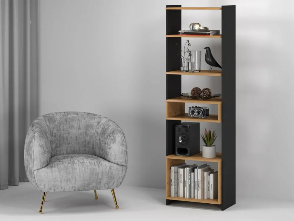 ML Meble Szafki I Regały*TRIS 02 dąb artisan/czarny - regał