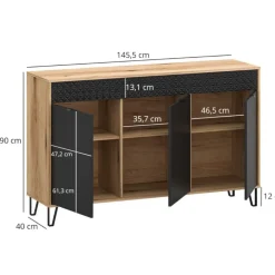 Mebelbos Komody Do Biura|Komody Do Przedpokoju*Trzydrzwiowa komoda z ryflowanym frontem Bellano 3D