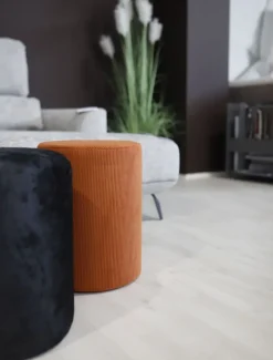 Hauss Pufy*Uniwersalna okrągła pufa pluszowa biała Roller