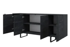 Bogart Komody*VERICA KOMODA 200 4D - charcoal flow / czarne nogi