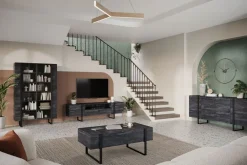 Bogart Komody*VERICA KOMODA 200 4D - charcoal flow / czarne nogi