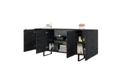 Bogart Komody*VERICA KOMODA 200 4D - charcoal flow / czarne nogi