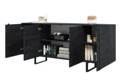 Bogart Komody*VERICA KOMODA 200 4D - charcoal flow / czarne nogi