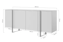 Bogart Komody*VERICA KOMODA 200 4D - charcoal flow / złote nogi