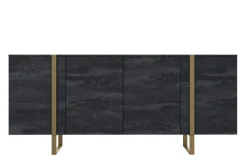 Bogart Komody*VERICA KOMODA 200 4D - charcoal flow / złote nogi