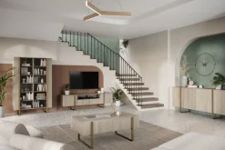 Bogart Komody*VERICA KOMODA 200 4D - dąb biszkoptowy / złote nogi